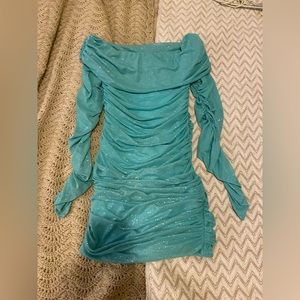 Oh Polly bodycon glitter dress ruched